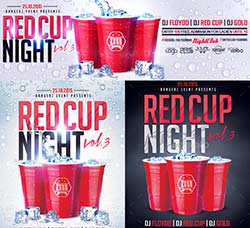 冷饮行业传单模板：Red Cup Party Flyer Template